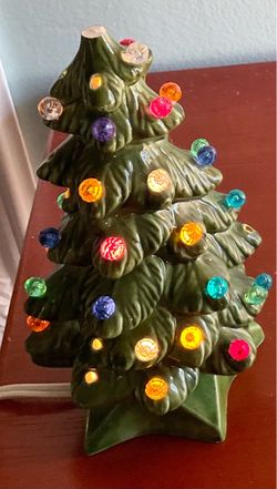 Vintage 6.5 inches tall Ceramic Lighted Christmas Tree