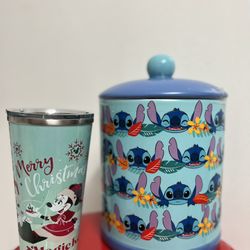 Combo disney Magic Key Tumbler And Stitch Buffalo Jar