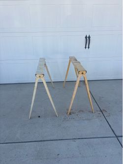 vintage steel folding sawhorses- foldable