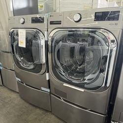 LG 5.2 cu. ft. Mega Capacity Front Load Washer & 9.0 cu. ft. Front Load Electric Dryer 