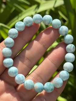 9mm 6.5 Inches Stretchable Larimar Bracelet 