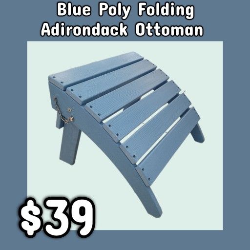 NEW Blue Poly Folding Adirondack Ottoman : Njft