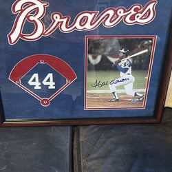 Hank Aaron signed Baseball piece