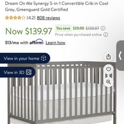 Dream On Me Synergy Convertible Crib