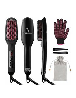 Hair straightener brush
