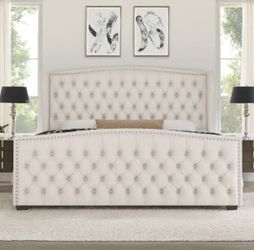 Brand new creamy king bed ( mattress sold separately)