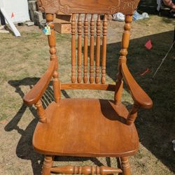 Vintage Solid Oak Pressed-back Rocker