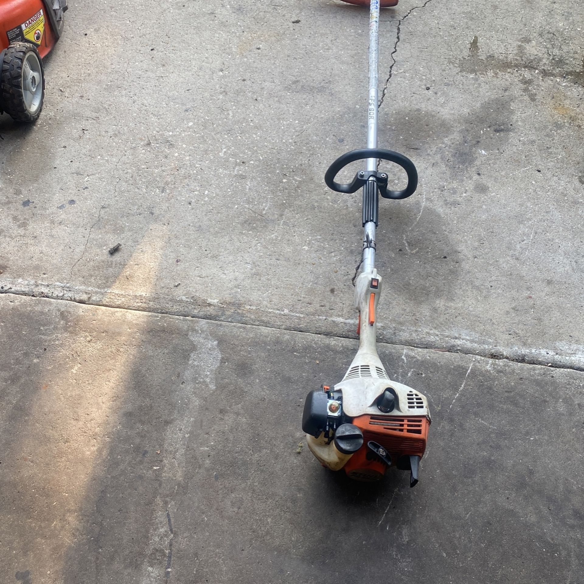 Stihl weedeater new carb and it has that as soon as steel shaft in it