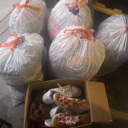 5 Bags Of Clothes 1 Box Shoes 