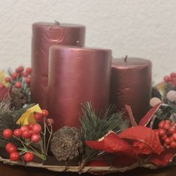Christmas Centerpiece Table Wreath with Candles & Plate. St. Nicholas Square

