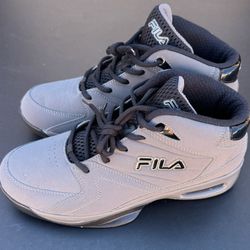 FILA Men’s High Top Sneakers Gray Black Size 9 US Athletic Shoes No Box