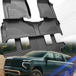 Floor Mat For 2021-2024 Chevrolet/Chevy Suburban/GMC Yukon XL (Only Fit 7seats),3 Row All Weather Protection Car Floor Liners,TPE Rubber Anti-Slip Ful