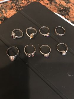 8 sterling silver rings