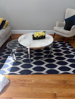 Round Marble & Chrome Nesting Coffee Table Set (2-Piece)