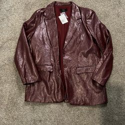 Forever 21 Faux Leather Blazer Jacket Size Large 