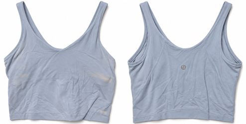 Lululemon Light Blue Cropped Tank Bra Size 6 Flaws