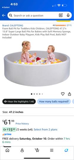 CALEPTONG Large Foam Ball Pit for Kids