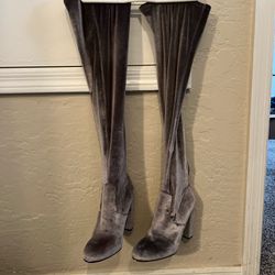Silver Thigh High Boots