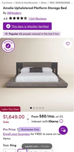 Amalie Upholstered Platform Storage Bed (King)