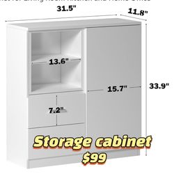 😀 Floor Storage Cabinet, White Storage Cabinet with 1 Door and 2 Drawers, Modern Bathroom Storage Cabinet for Living Room Kitchen and Home Office