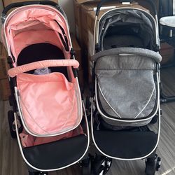 Kinder King 3 In 1 Strollers  Grey And Pink Available 