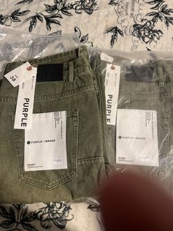 green purple jeans