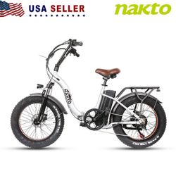NAKTO 500W Foldable E-Bike 6 Speed 48V10A Battery Sliver Folding OX