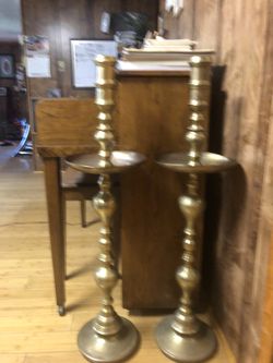 Antique brass candle holders