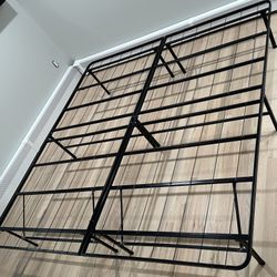 KING Bed frame, folding, metal, black.