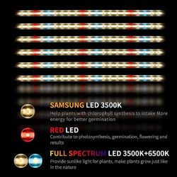 Plant Grow Light 6 Packs T5 Samsung & Full Spectrum 3500K 6500K & Red LED with Auto Cycle Timer