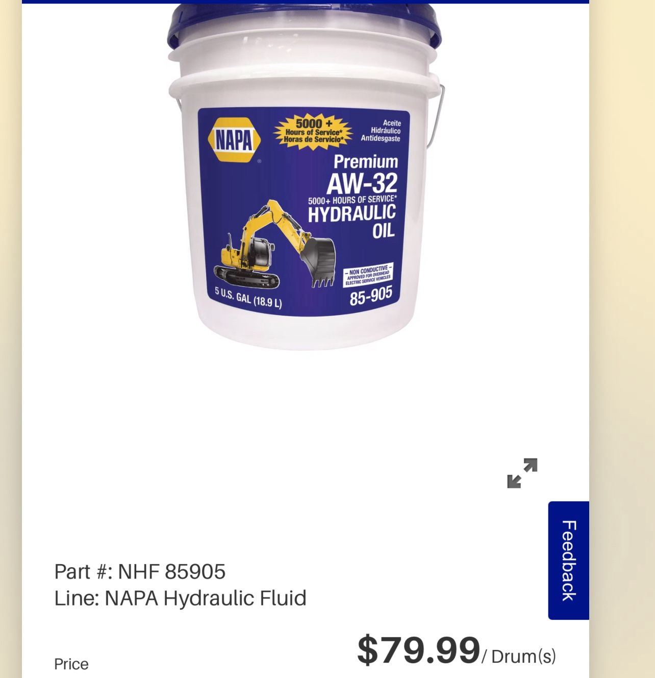Napa AW-32 Hydraulic Oil 