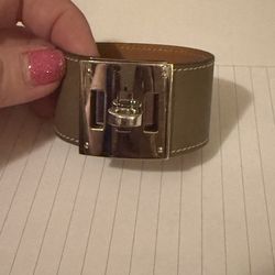 Hermes Kelly Dog Bracelet Anemone Swift Leather with Palladium Hardware