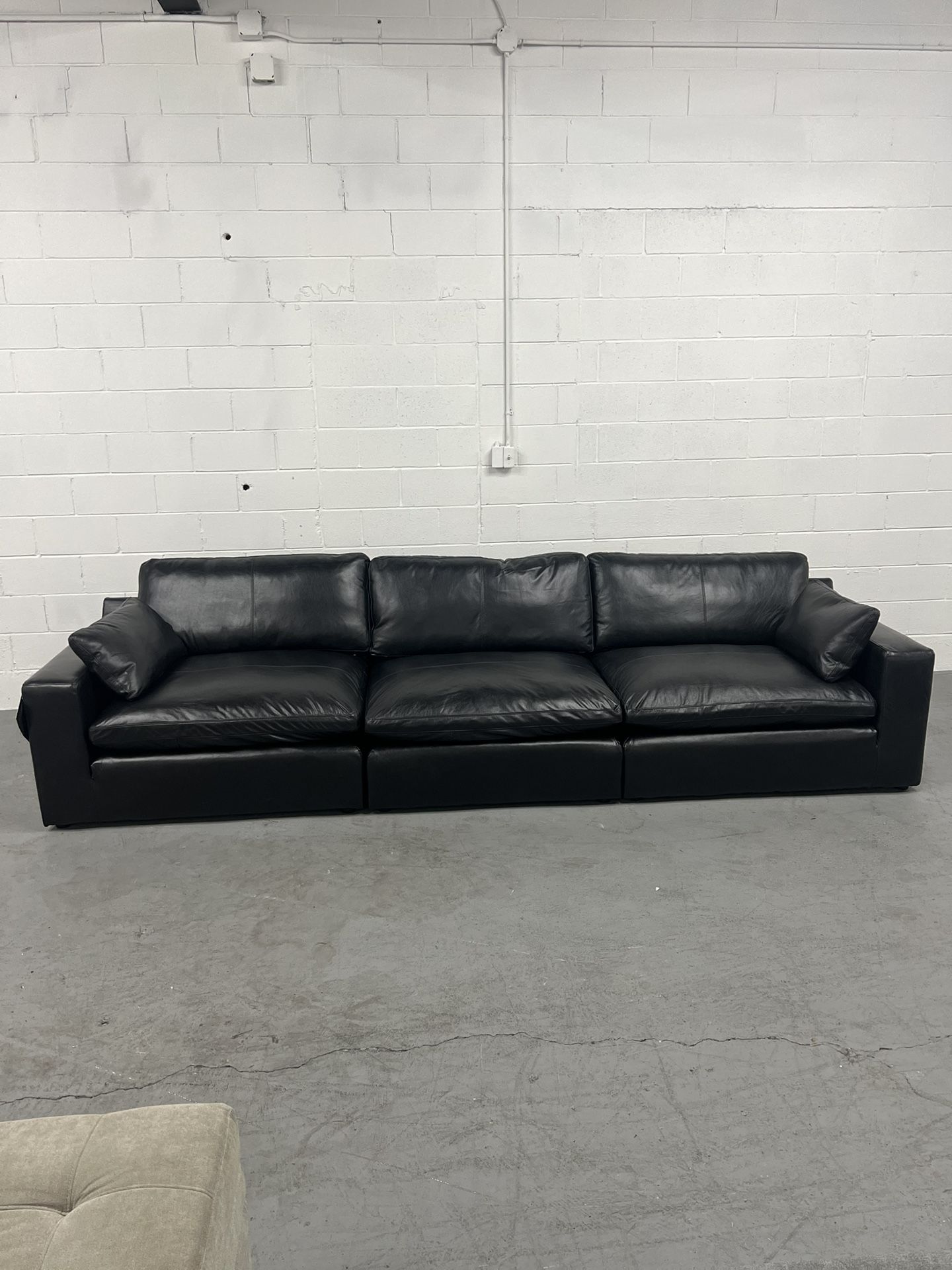 (Free Delivery) Emilia Black Leather 3 Piece Sofa Couch