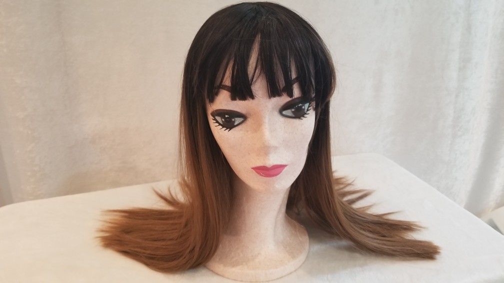 Ombre Dark Brown To Light Brown Straight Wig