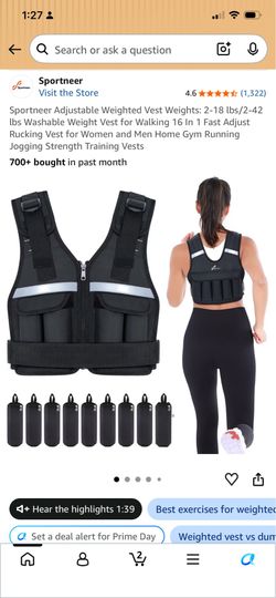 Sportneer Adjustable Weighted Vest Weights: 2-18 lbs/2-42 lbs Washable Weight Vest for Walking 16 In 1 Fast Adjust Rucking Vest for Women and Men Home