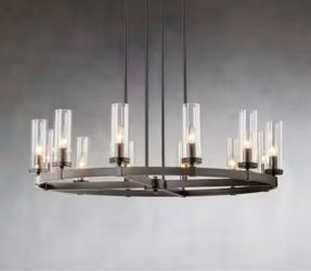 MOVING SALE! Matte Black Wheel Shape Vintage Chandelier