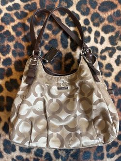 Coach 2011 Maddison Signature C logo beige and brown bag 👛