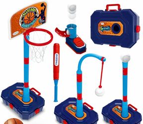 4 in 1 Basketball Hoop and T Ball Set, Adjustable Basketball Hoop