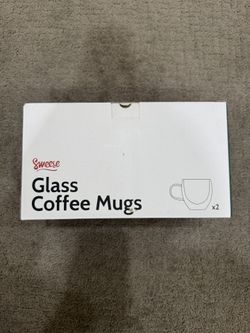 NEW Glass Coffee Mugs Set of 2 (Sweese)