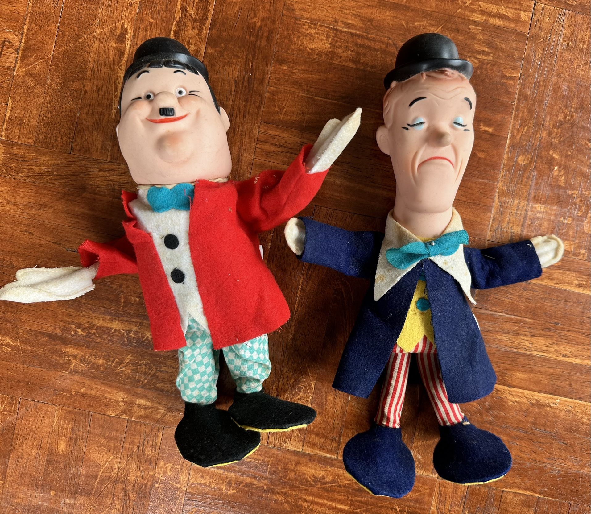 Vintage Original 1960’s Laurel & Hardy Knickerbocker Toy Bendable Dolls