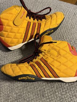 VTG RARE MENS ADIDAS MONACO GOODYEAR NYLON YELLOW RED RACING SHOES SZ 10