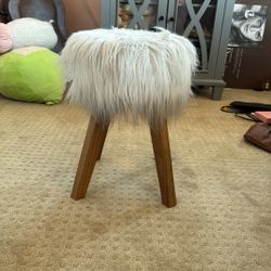 Fuzzy White Stool