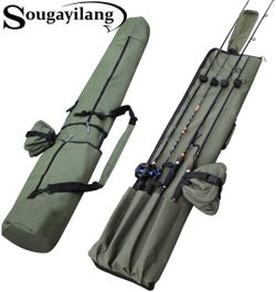 Sougayilang Fishing Rod Bag Canvas Rod Case Organizer Pole Storage Bag Fishing Rod and Reel Carrier Organizer for Travel, Gift for Father, Boyfriend a