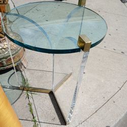 Acrylic and Brass Side Table by Charles Hollis Jones