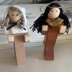 Vintage Hand Crafted American Indian Wooden Dolls
