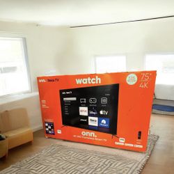 HD288 75” Onn smart 4k led Roku tv floor model 