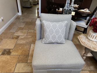 Gray Upholstered Accent Chair with Throw Pillow