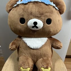 Jumbo Rilakkuma Plush Chairoikoguma Flower Wreath