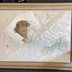 Gorgeous Vintage Victorian Wall Art  Baby Frame 24 X18 Inch 