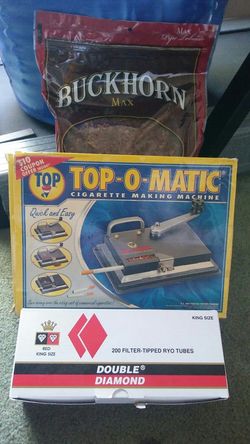 Cigarette making machine, filters, Buckhorn pipe tabacco